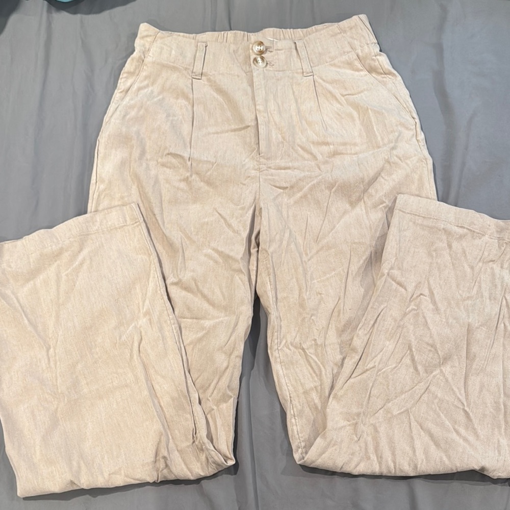 Cream Wide Leg Pants